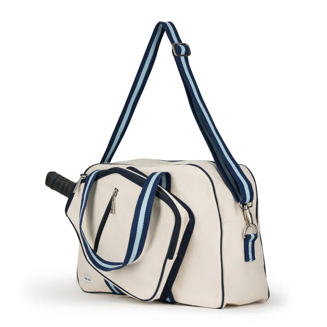 Hamptons Pickleball Bag | natural + blue + navy