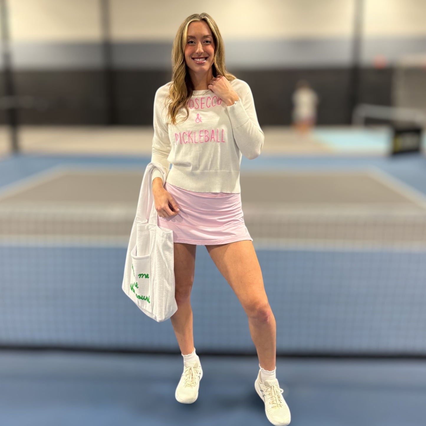Cotton Crew Sweater | Prosecco & Pickleball
