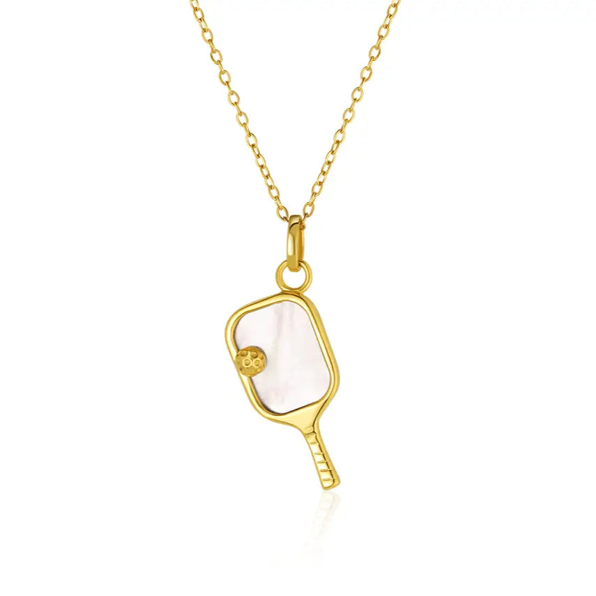 Pickleball Necklace | mother of pearl + gold