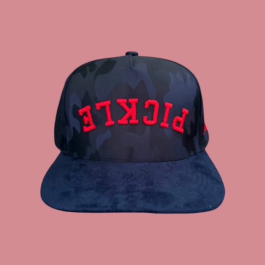 PICKLE Hunter Hat | navy blue camo + red | suede lid