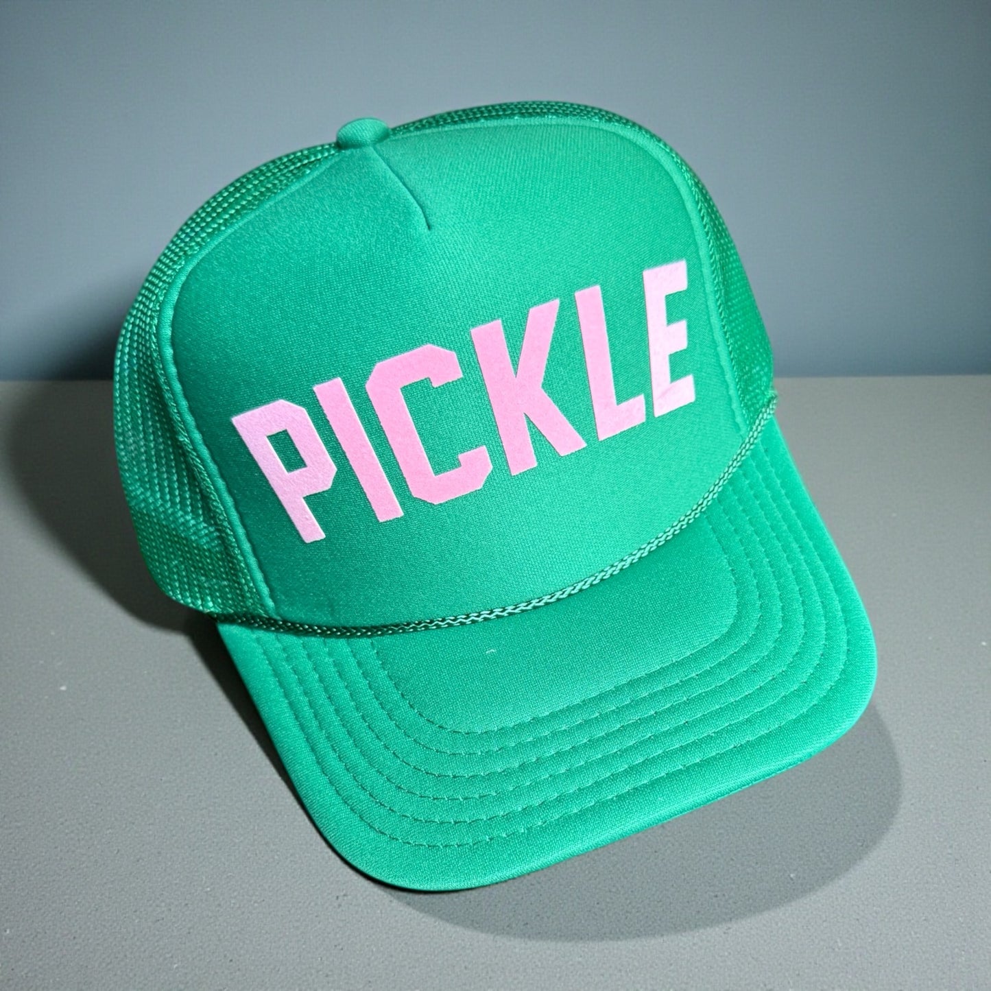 PICKLE Trucker Hat | green + light pink