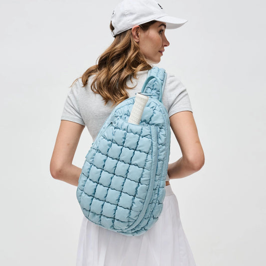 Quilted Puffer Pickleball Sling Bag | Sky Blue
