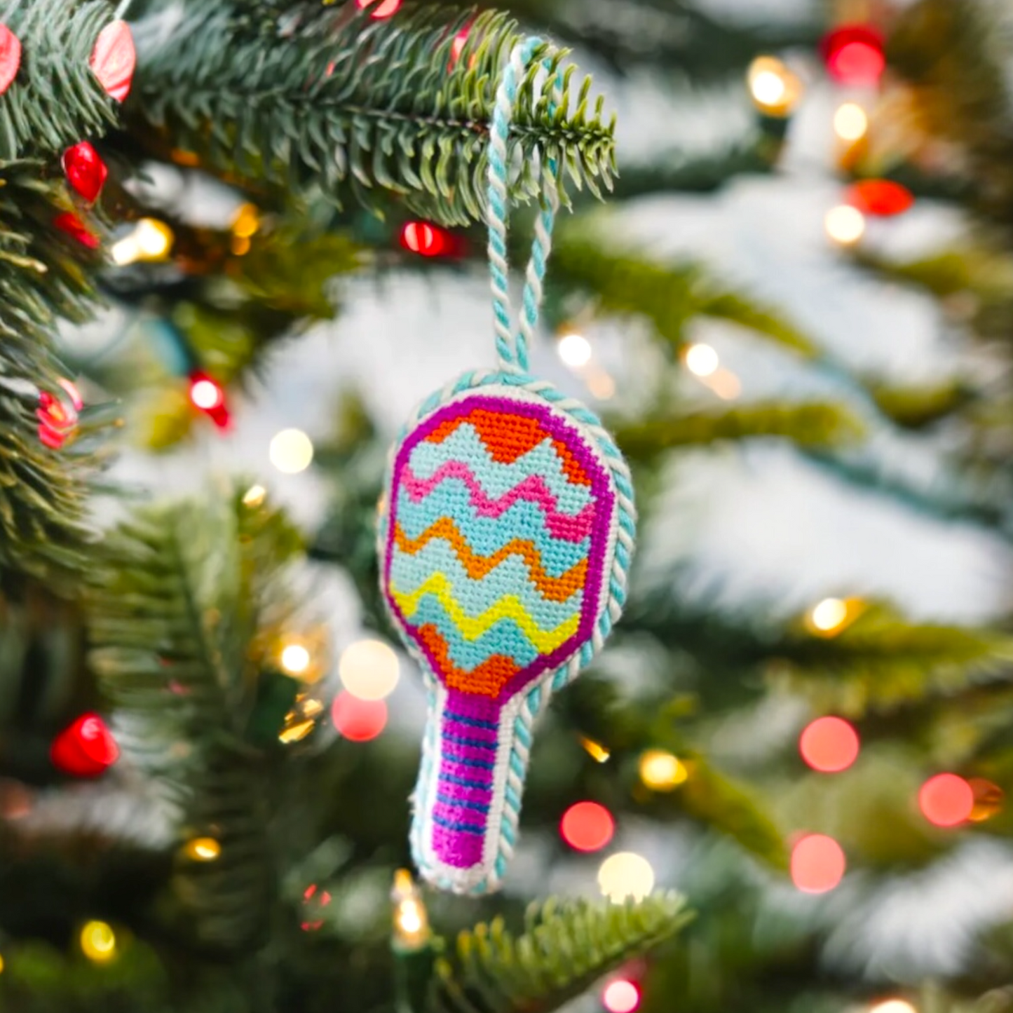 Needlepoint Ornament | pickleball paddle