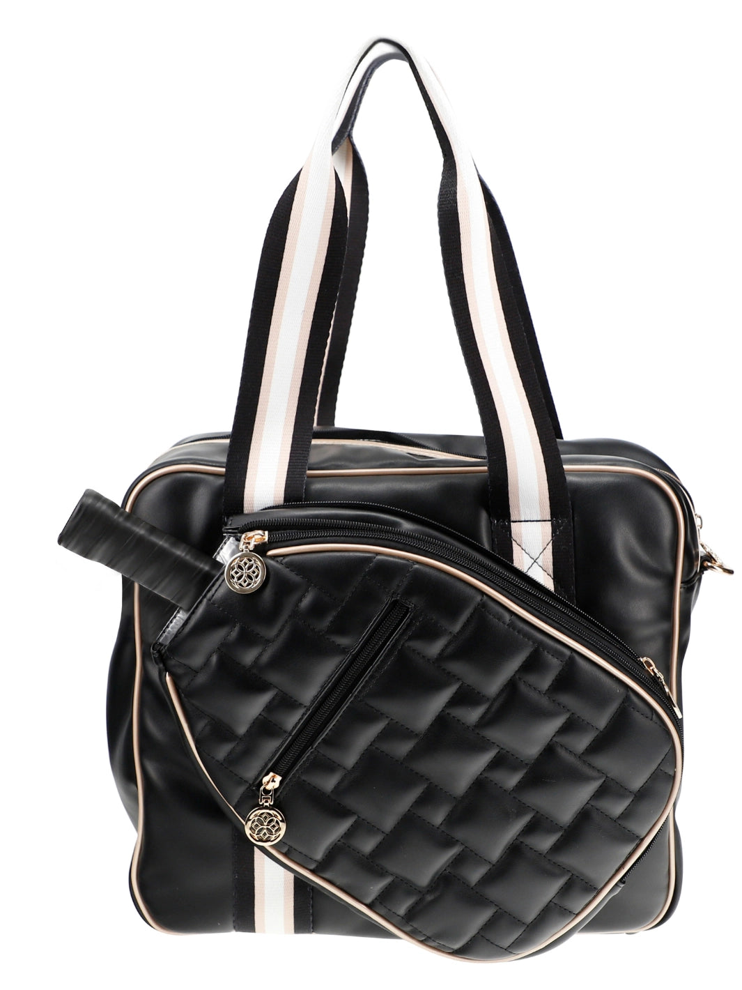 Black Pickleball Bag with Crossbody Strap + Paddle Storage