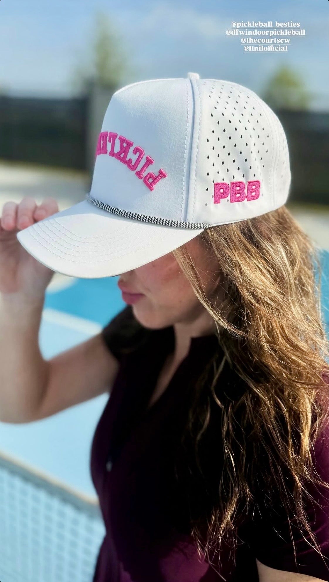 PICKLEBALL Upside Down Hat | white + hot pink
