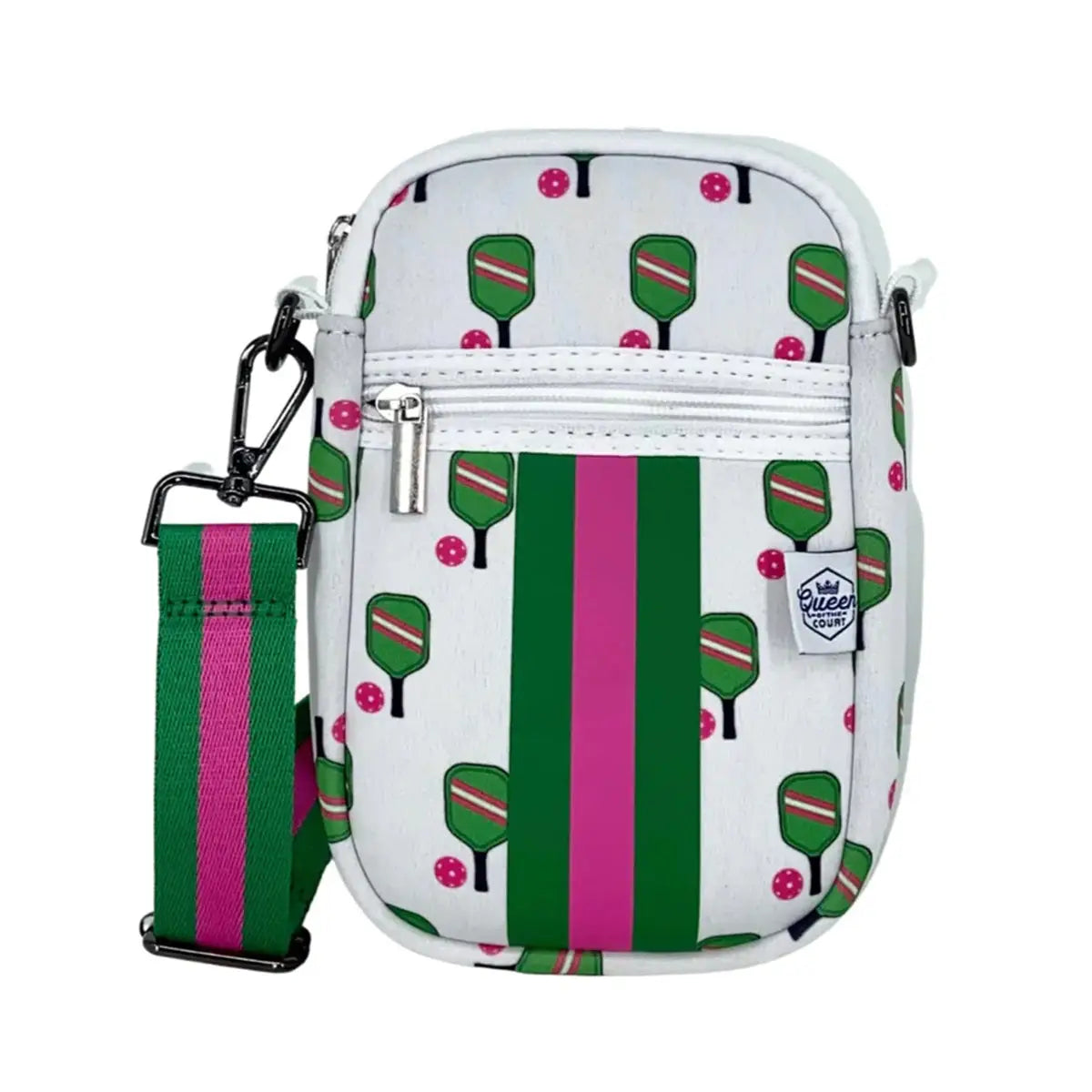 Paddle Crossbody Bag | white + kelly green + hot pink