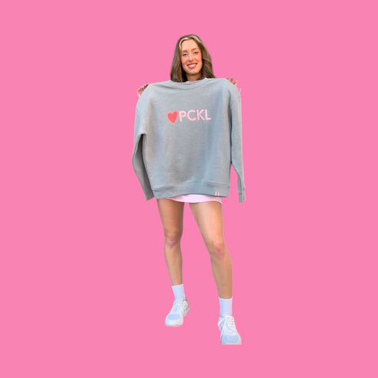 IN STORE ONLY!  Oversized Fleece Heart Pckl Crewneck Sweatshirt