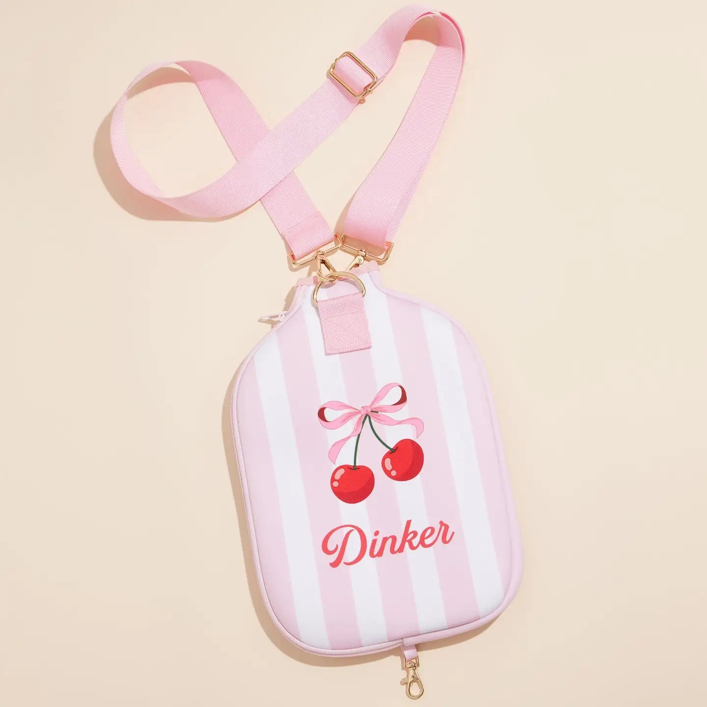 SALE! Cherry Dinker Pickleball Paddle Cover | pink + white