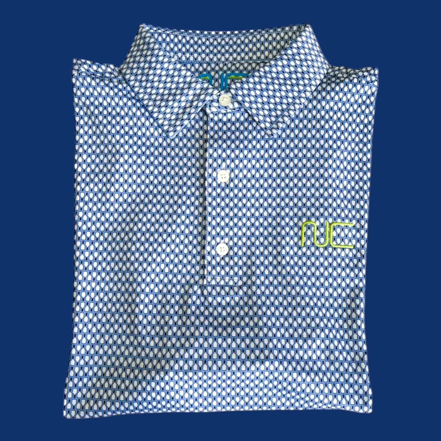 IN STORE ONLY! Performance Polo | blue + paddle pattern