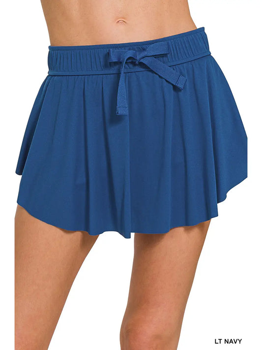 Flare Skort With Hidden Inner Pockets | light navy blue