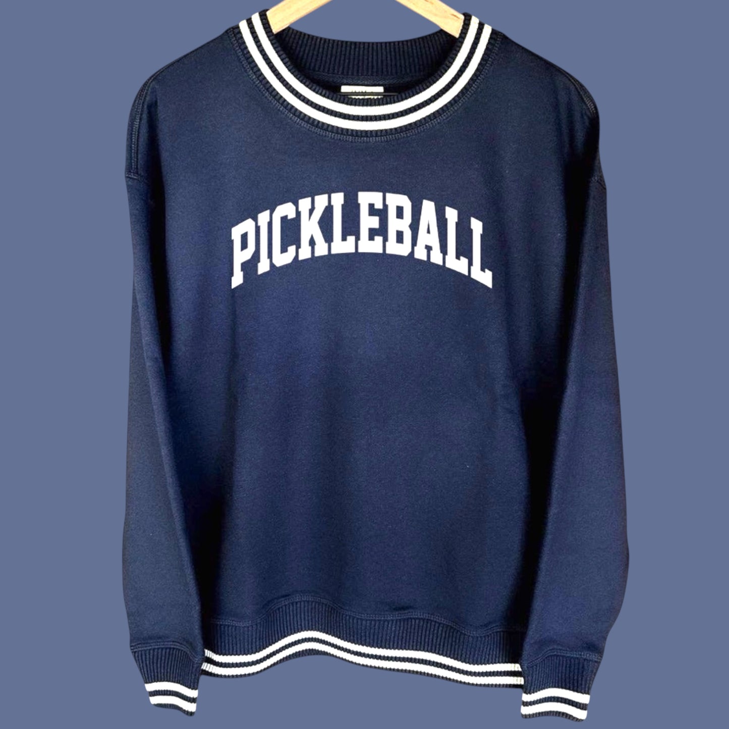 Oversized Varsity Pickleball Crew Sweatshirt | navy