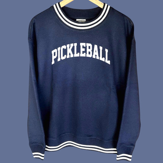 Oversized Varsity Pickleball Crew Sweatshirt | navy
