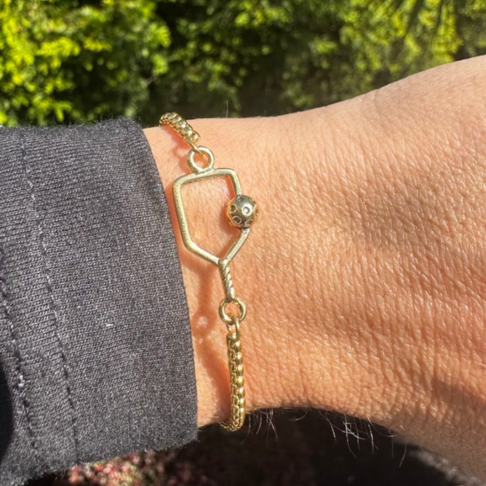 Pickleball Paddle Adjustable Bracelet | gold