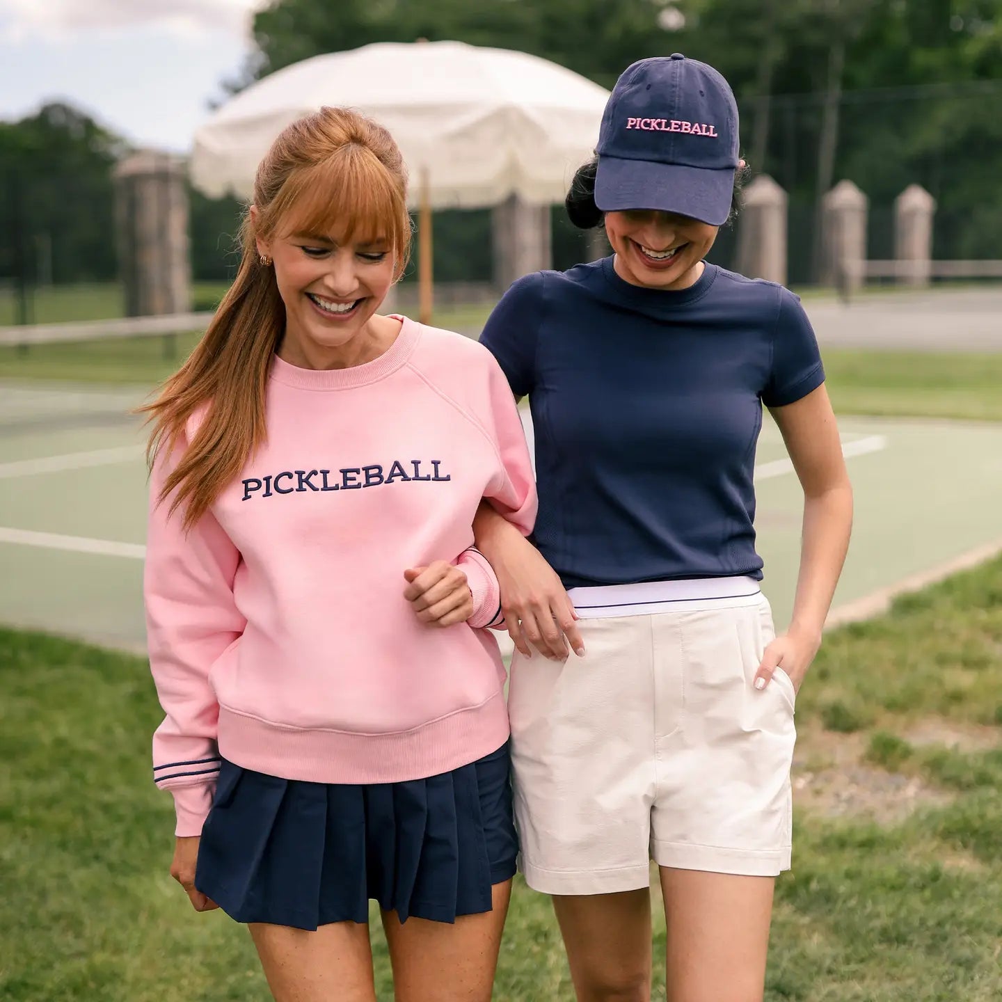 Pickleball Embroidered Sweatshirt | Pink + Navy