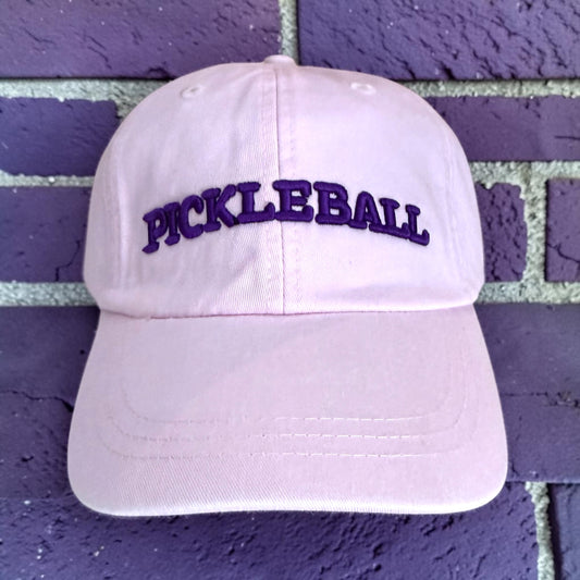 Embroidered PICKLEBALL Hat | light pink + purple