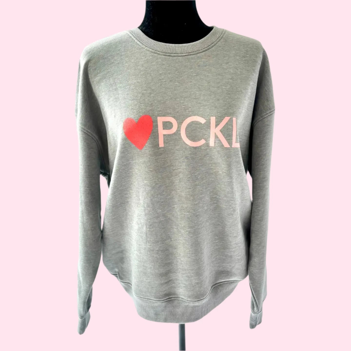 IN STORE ONLY!  Oversized Fleece Heart Pckl Crewneck Sweatshirt