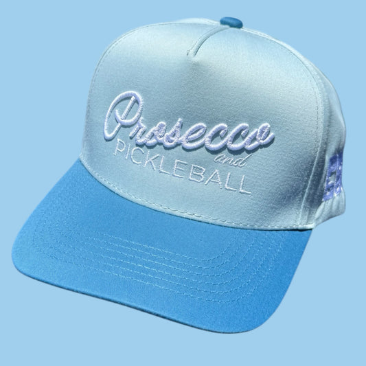 Prosecco and Pickleball Hat | blue + baby blue + white