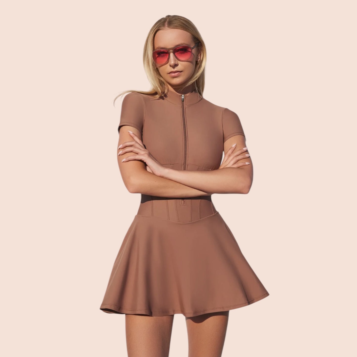 Vienna Low-Zip Corset Dress | mocha