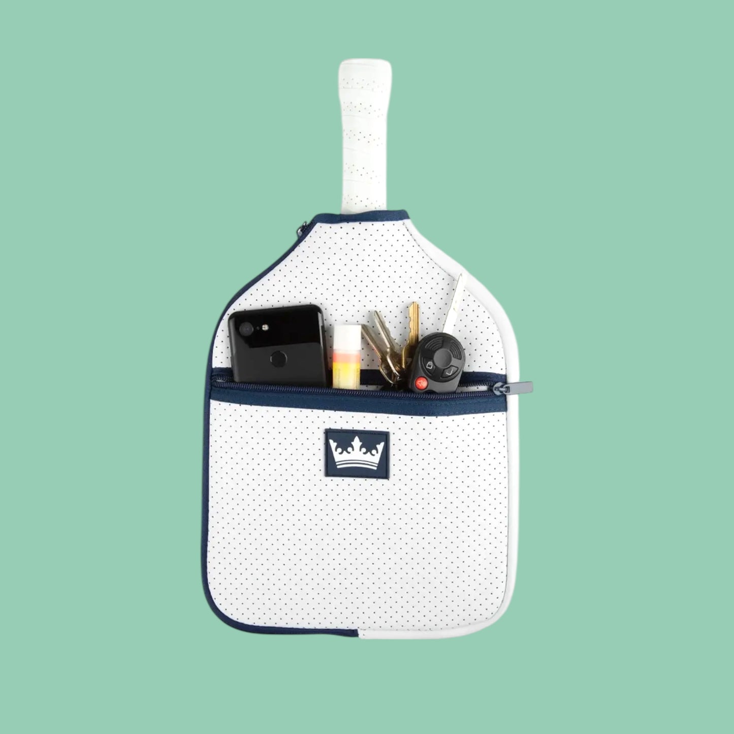 Just Dink It Pickleball Paddle Cover | white + navy + kelly green + silver