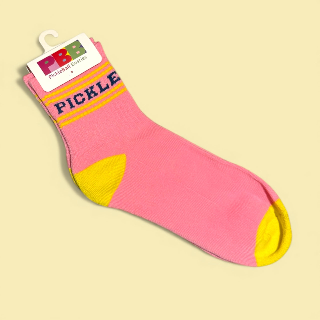 Pickle Fun Socks | pink + navy + yellow