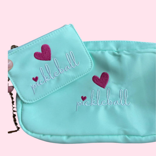 GIFT BUNDLE!  Pickleball Nylon Zip Mint Green Pouch + Mint Coin Purse