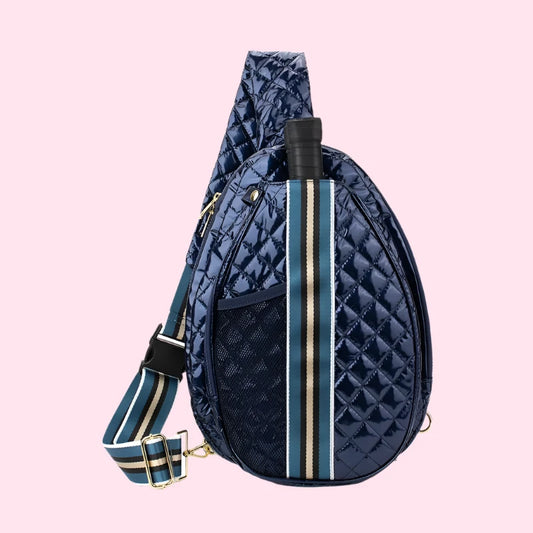 Puffer Sling Bag | Shiny Navy