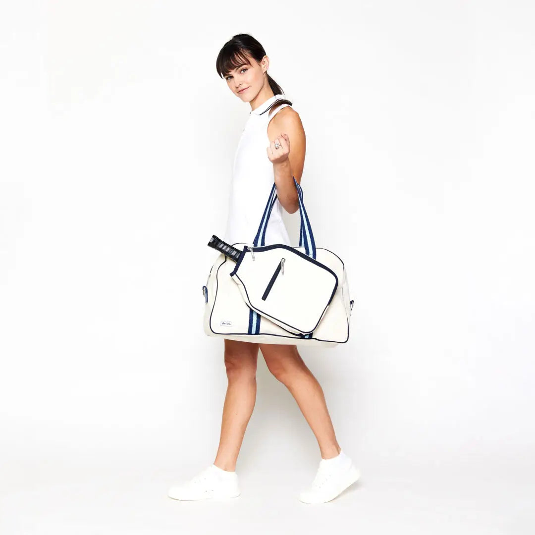Hamptons Pickleball Bag | natural + blue + navy