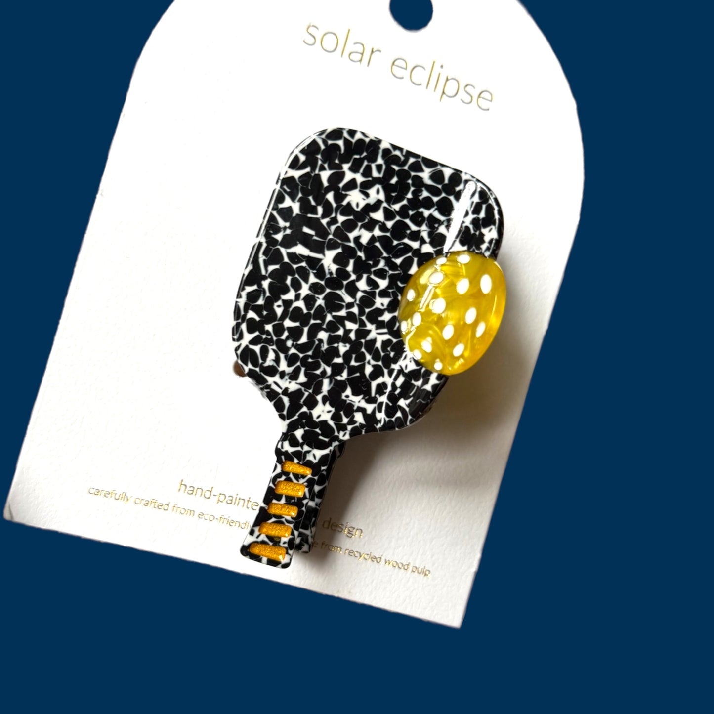 Pickleball Paddle Hair Claw |  Black Speckle