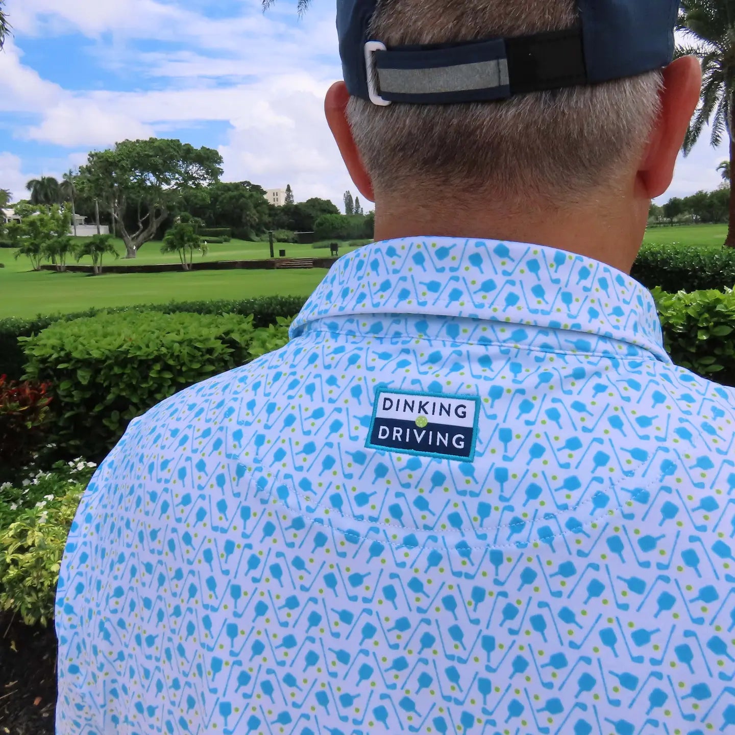 Men's Pickleball Performance Polo | White Dink and Drive