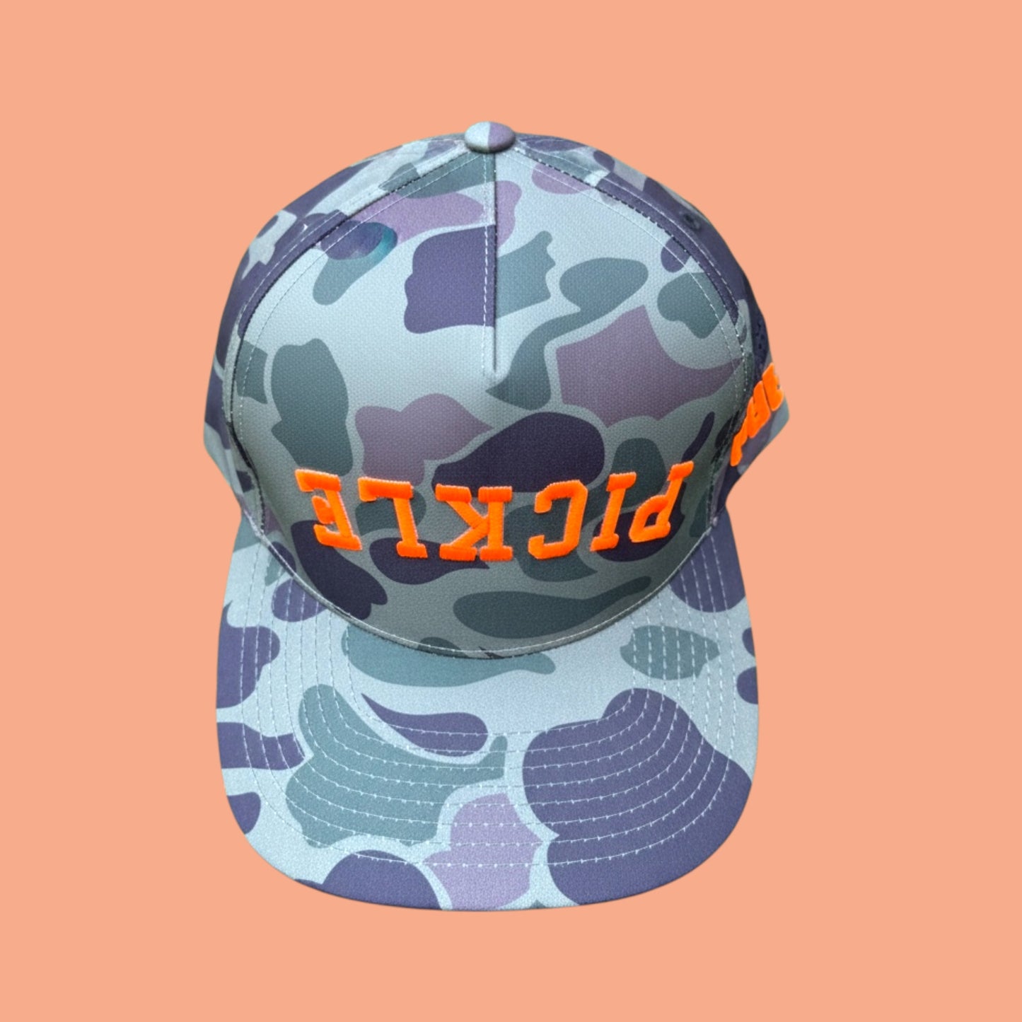 PICKLE Hunter Hat | green camo + orange