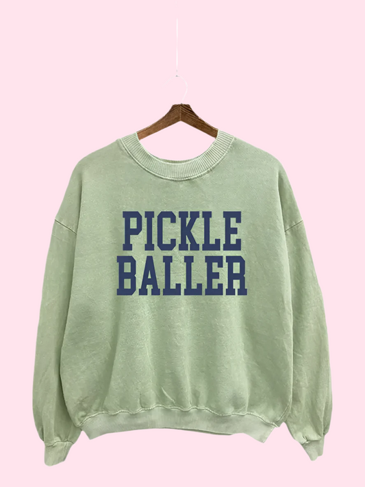 PICKLEBALLER | Mineral Washed Sage Sweatshirt
