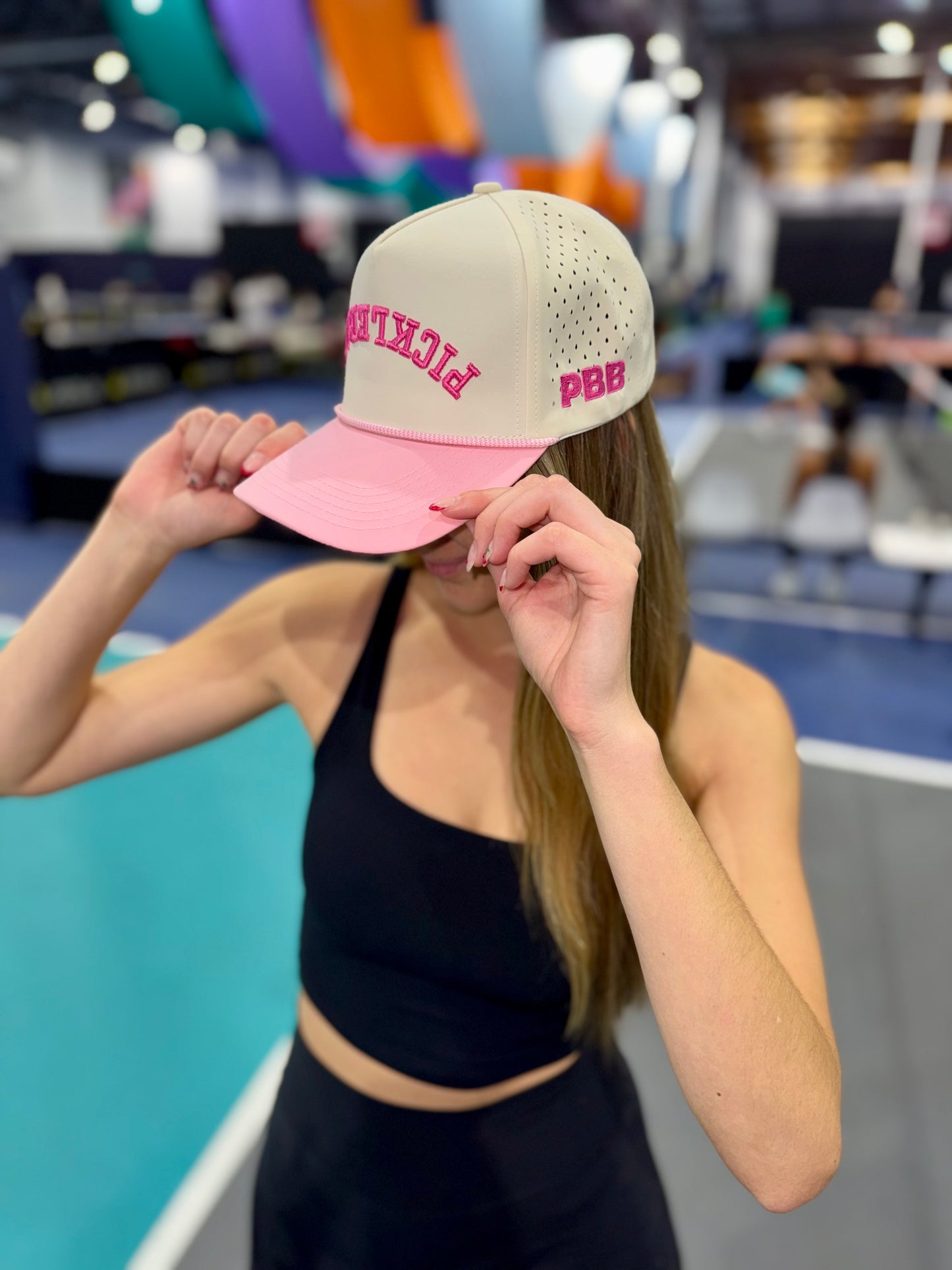 PICKLEBALL Upside Down Pink Lid Hat | white + pink