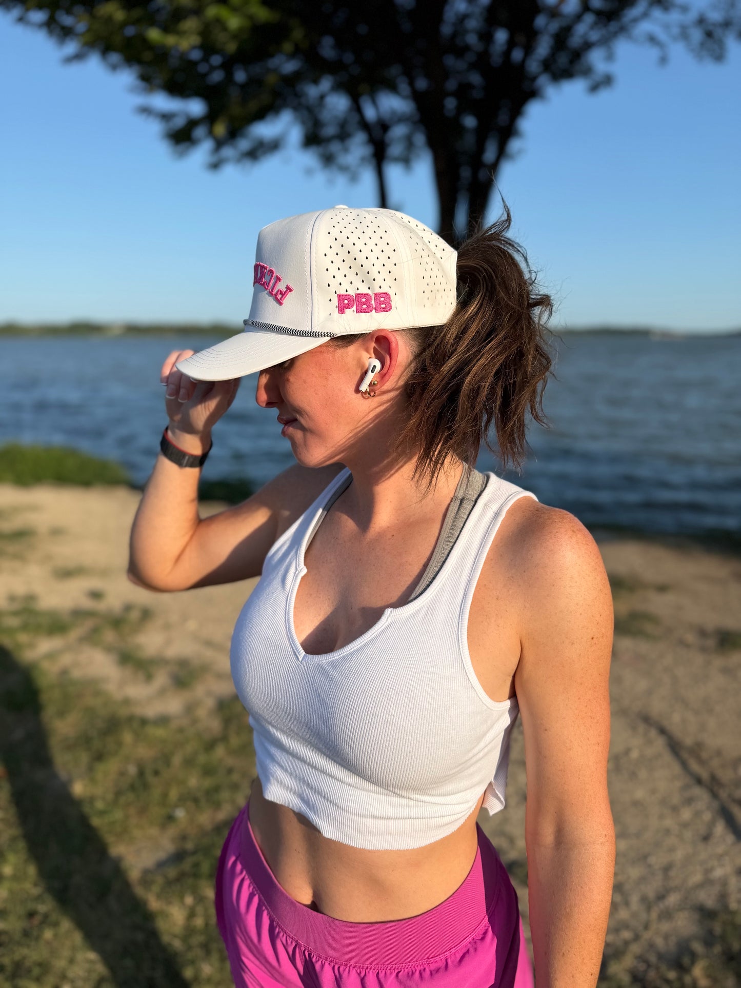 PICKLEBALL Upside Down Hat | white + hot pink