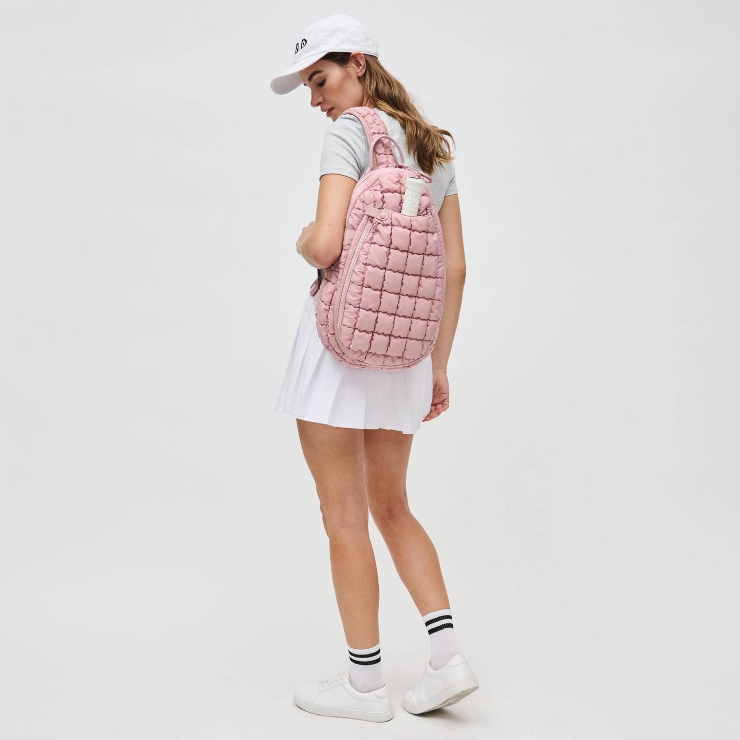 Quilted Puffer Pickleball Sling Bag | Rose