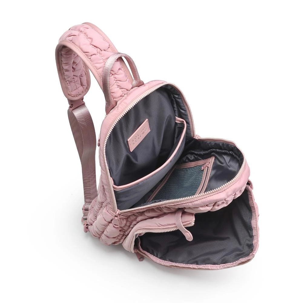 Quilted Puffer Pickleball Sling Bag | Rose