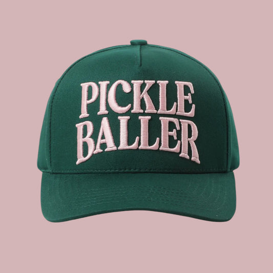 COMING SOON - PICKLE BALLER Embroidered Trucker Hat | pink + green