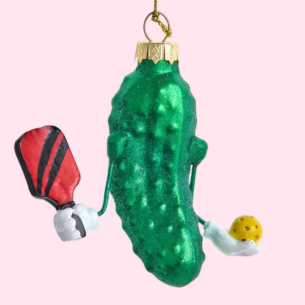 IN STORE ONLY! 3"Glass Pickleballer Ornament