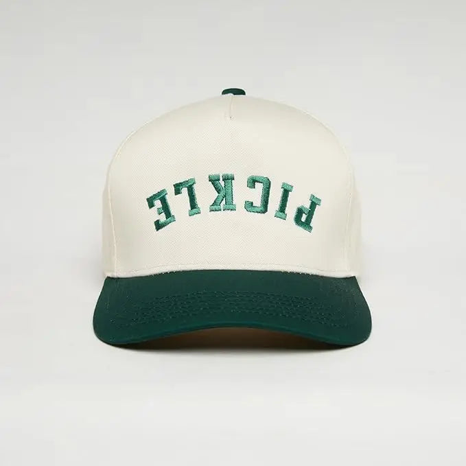 PICKLE Retro Baseball Hat | Green + Beige