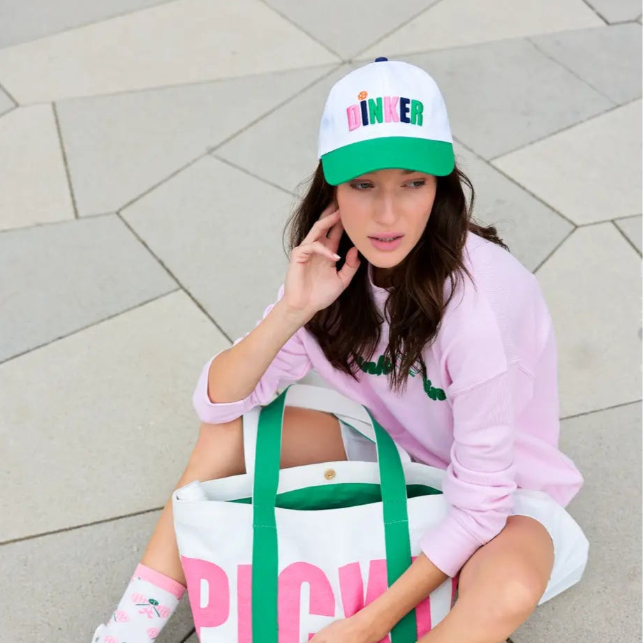 DINKER EMBROIDERED Ball Cap/HAT | White + Green + Pink + Navy