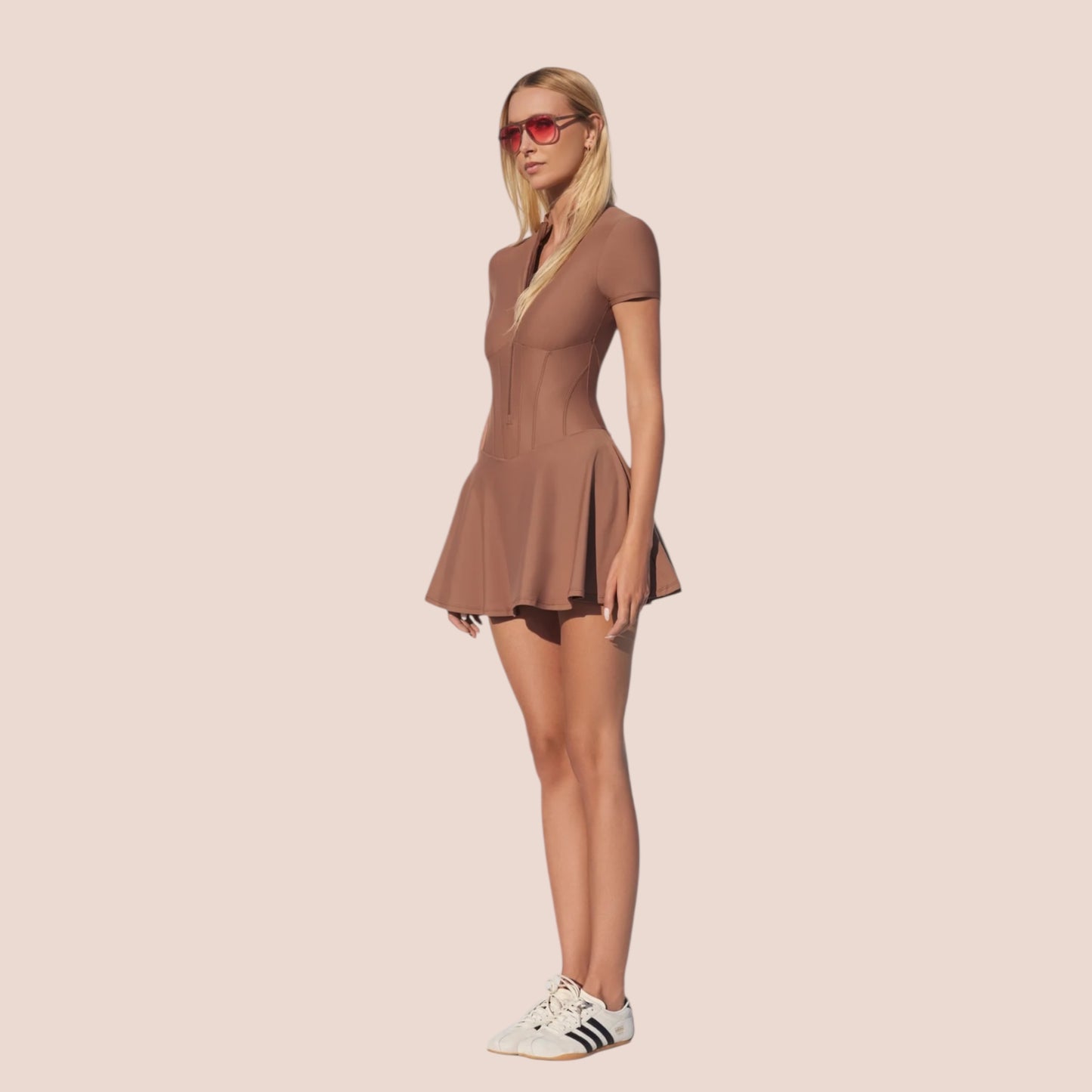 Vienna Low-Zip Corset Dress | mocha