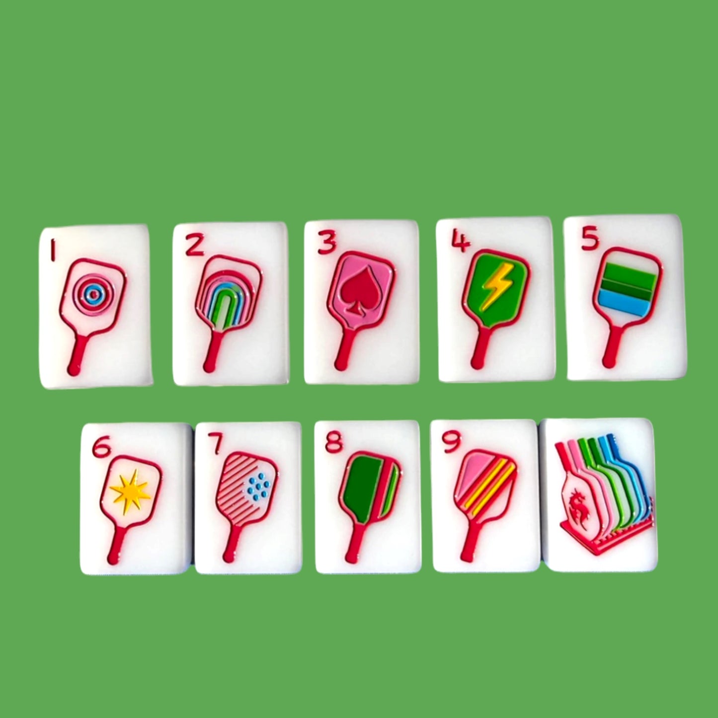 American Pickleball Mahjong Set | vibrant colors