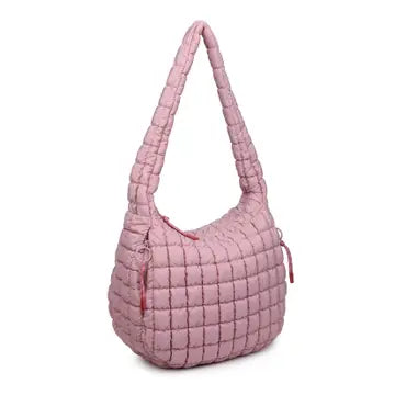 Quilted Puffer Hobo Bag | Rose