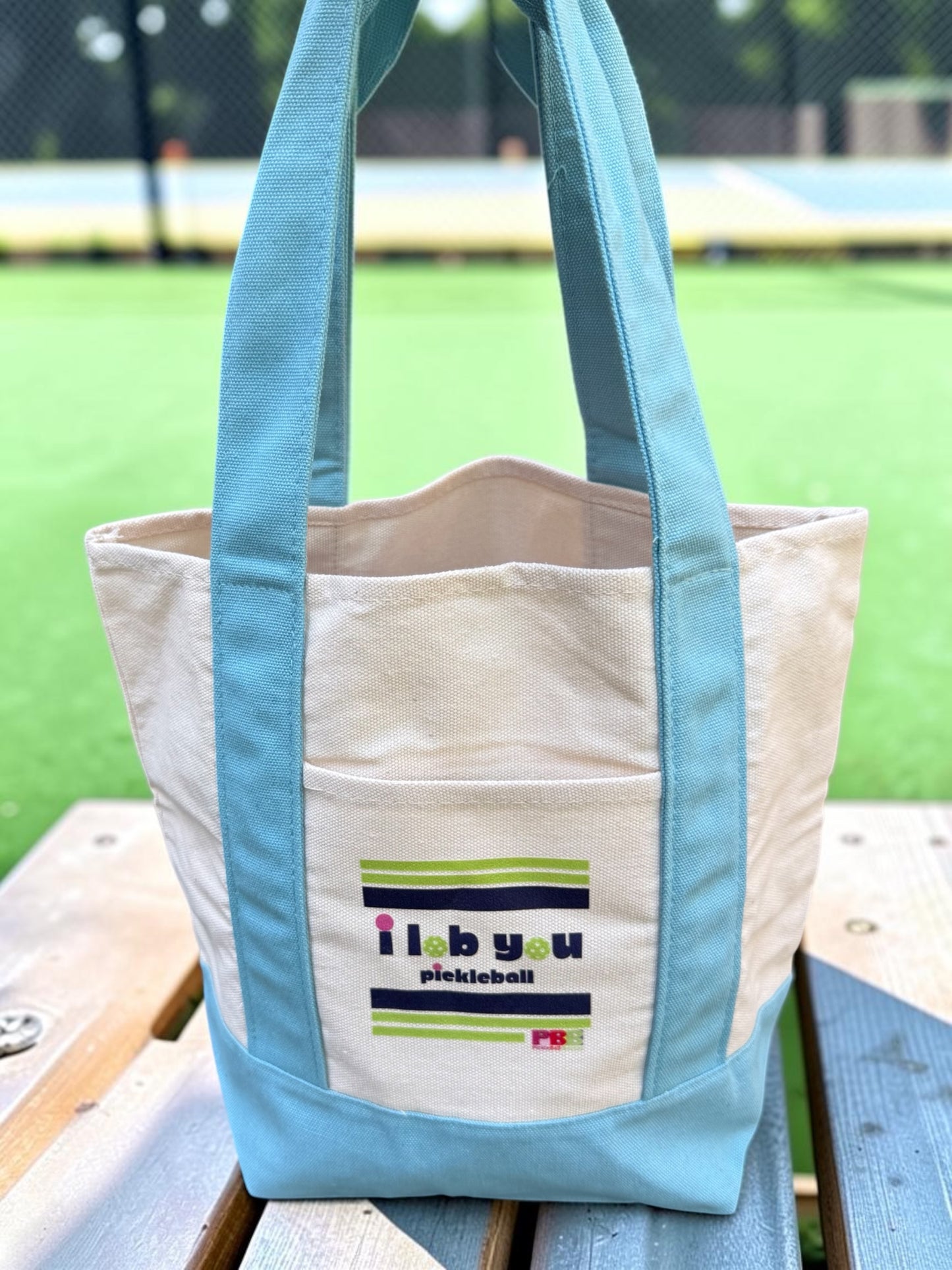 i lob you pickleball | mini Carryall Tote Bag | sky blue