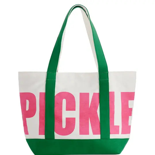 PICKLE Canvas Tote | pink + green