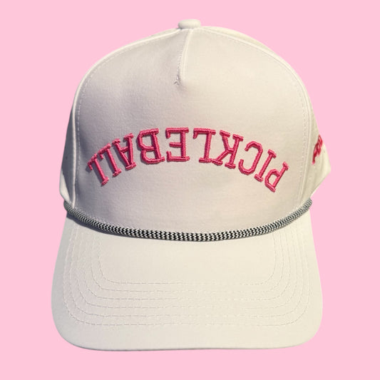 PICKLEBALL Upside Down Hat | white + hot pink