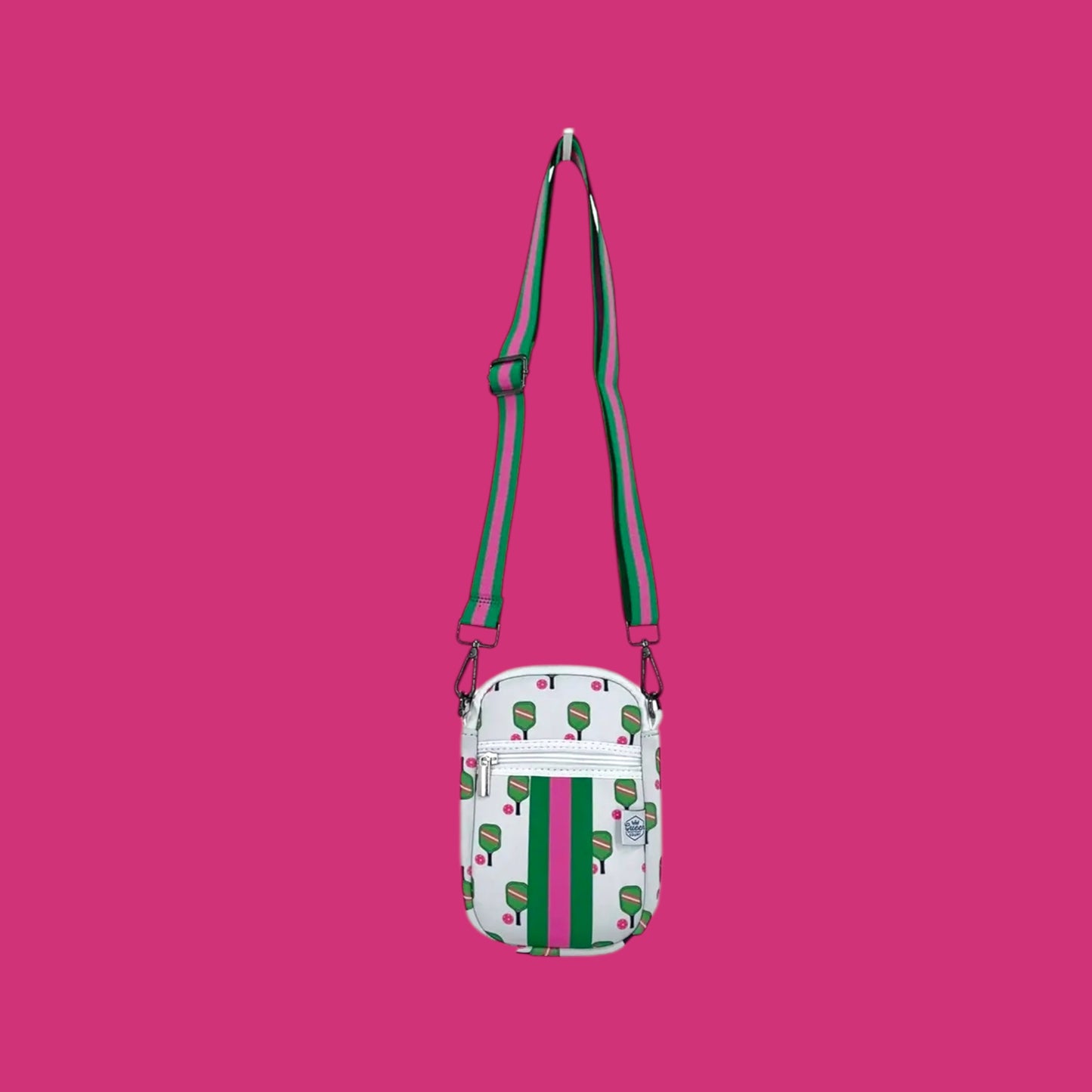 Paddle Crossbody Bag | white + kelly green + hot pink