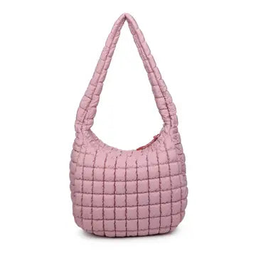 Quilted Puffer Hobo Bag | Rose