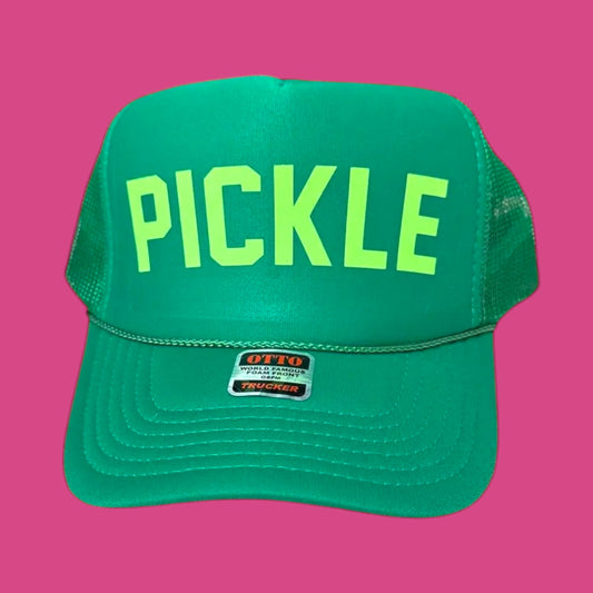 PICKLE Trucker Hat | kelly green + lime