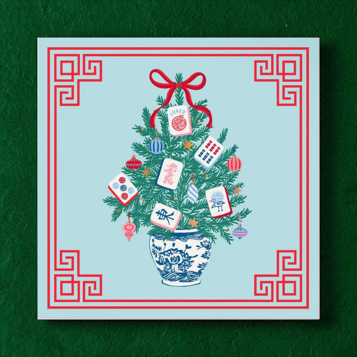 Mahjong Holiday Cocktail Napkins | Mahj Topiary
