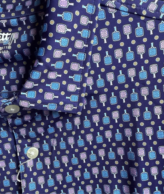 ONLY 1 LEFT! Men's Pickleball Polo | navy + purple